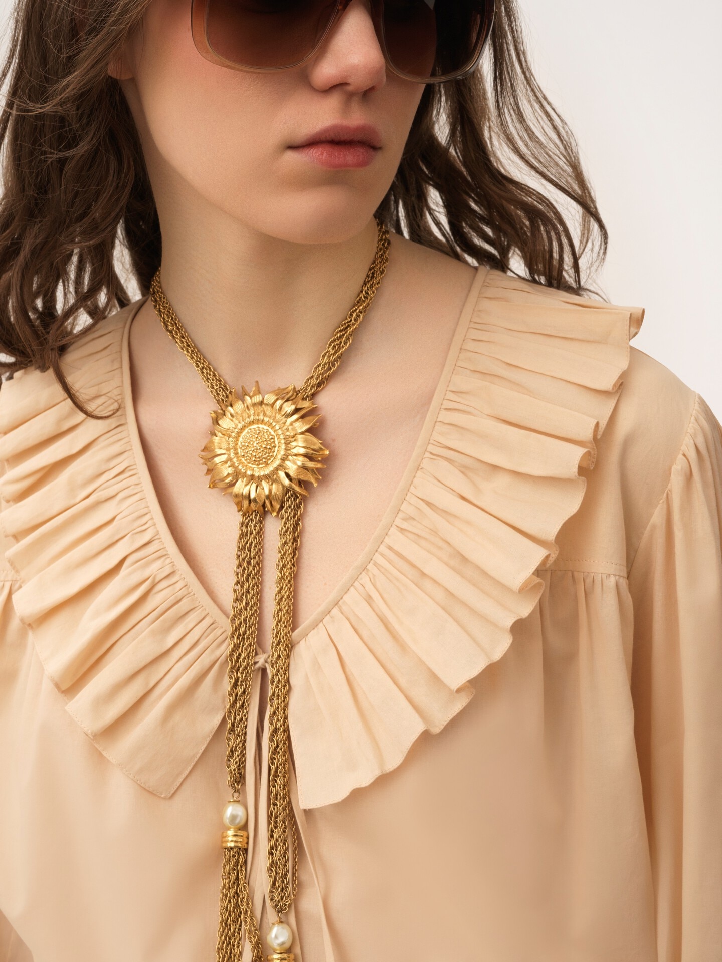 Gathered ruffle top in cotton voile - 7