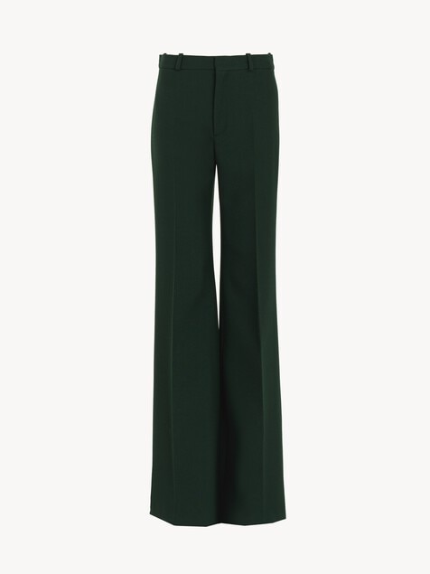 Flared tailored trousers in wool cr&ecirc;pe