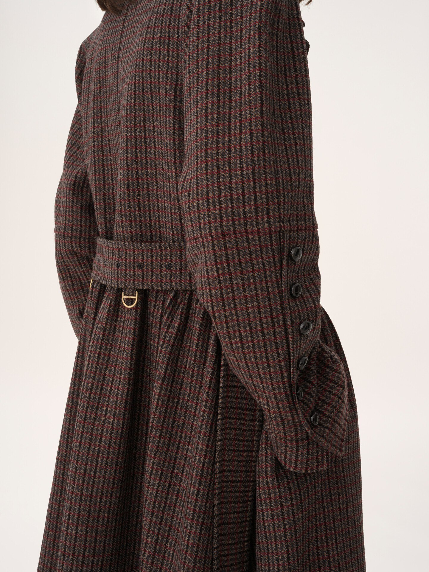 LARDINI ハウンドトゥース ダブルブレスト ウール チェスターコート