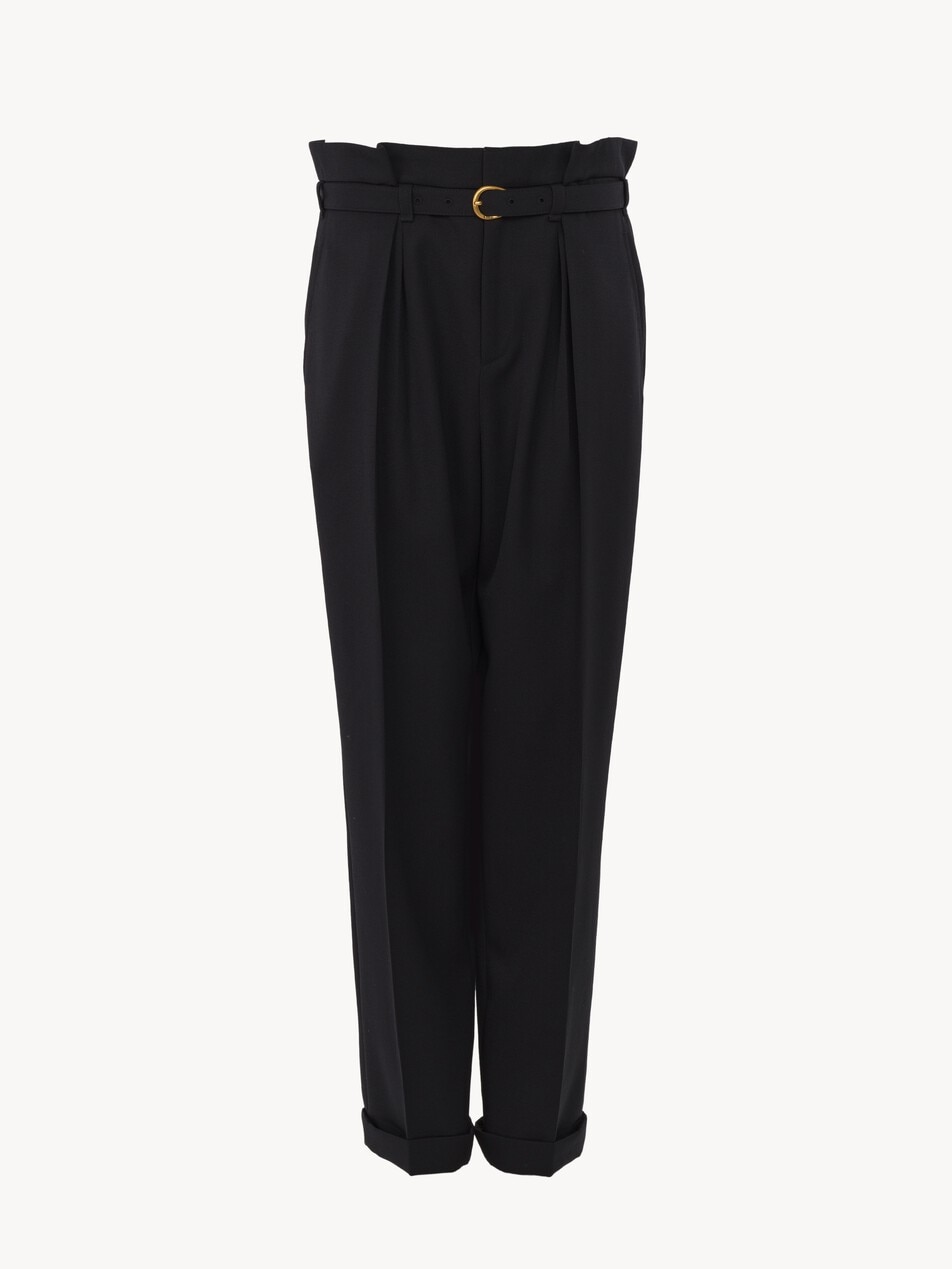 High-rise wide-leg pants in wool grain de poudre - Packshot