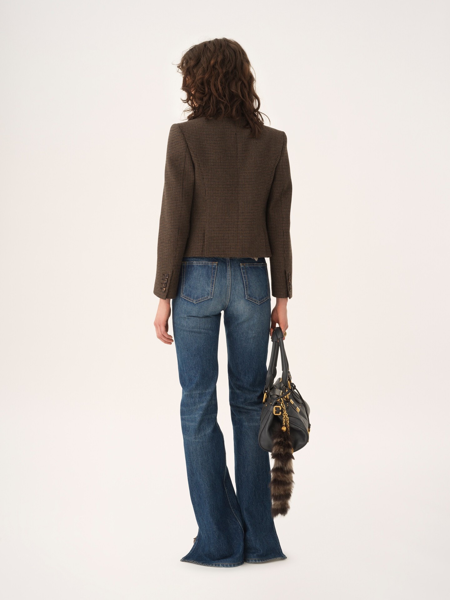 Double-breasted fitted jacket in houndstooth wool - 5