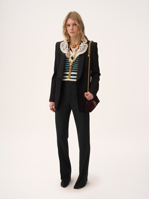 Boyish tailored pants in wool grain de poudre