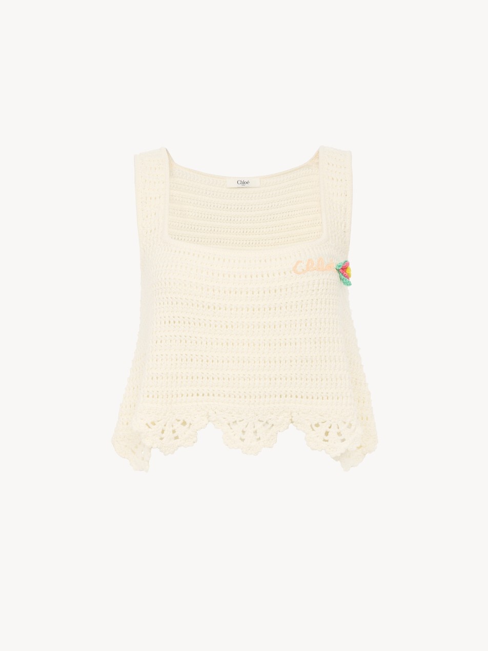 Sleeveless cropped top in crochet - Packshot