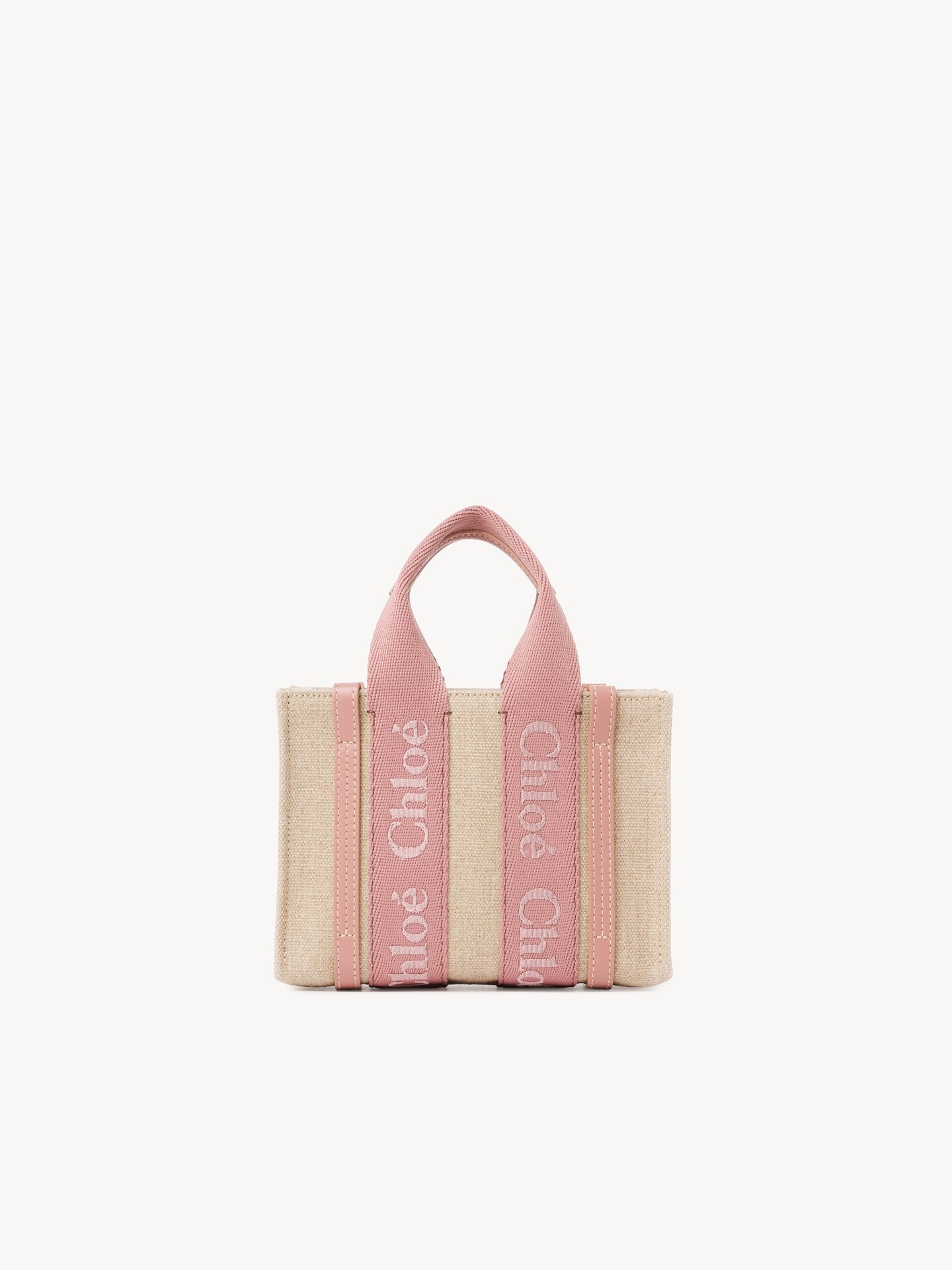 Mini Woody tote bag in linen - 4.0