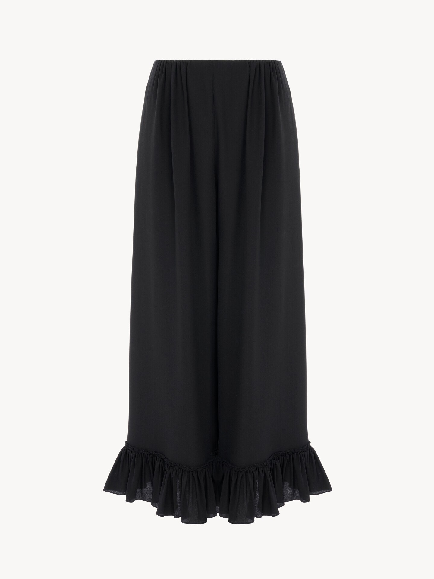 Cropped fluid trousers in cr&ecirc;pe de chine - 2.0