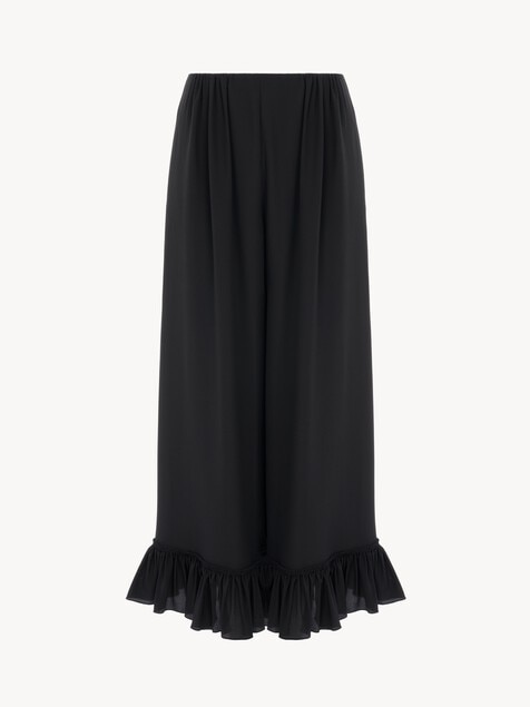 Cropped fluid pants in cr&ecirc;pe de chine