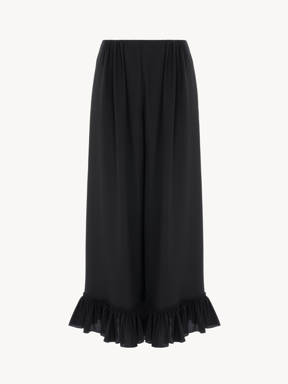 Cropped fluid trousers in cr&ecirc;pe de chine - Packshot