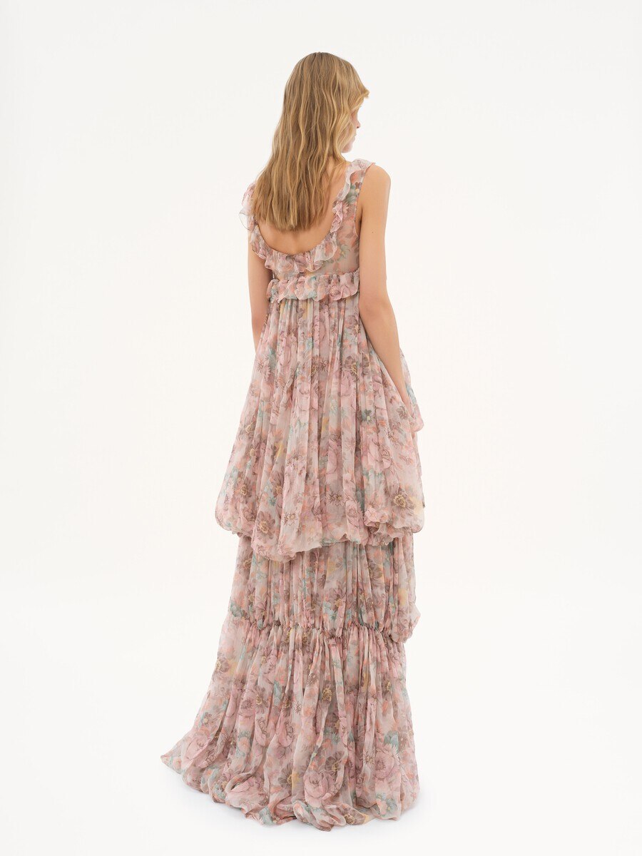 Vestido de volantes irregular de muselina de seda - 7
