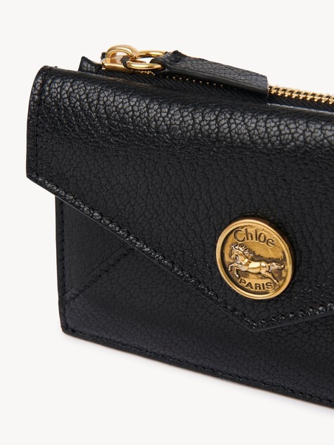 Small Envelope purse with card slots in grained leather