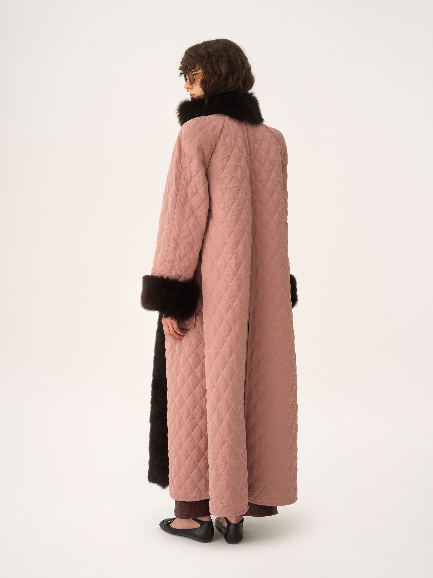 Long hybrid coat in technical satin - 6
