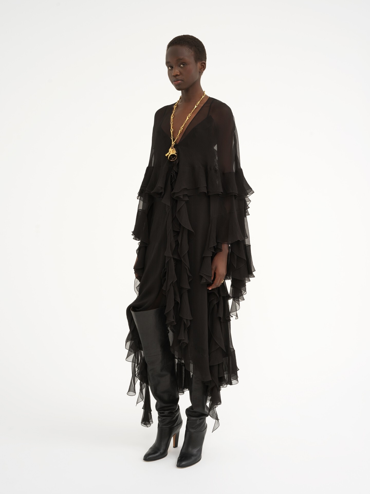 Langes R&uuml;schenkleid aus Seidenmousselin - 4