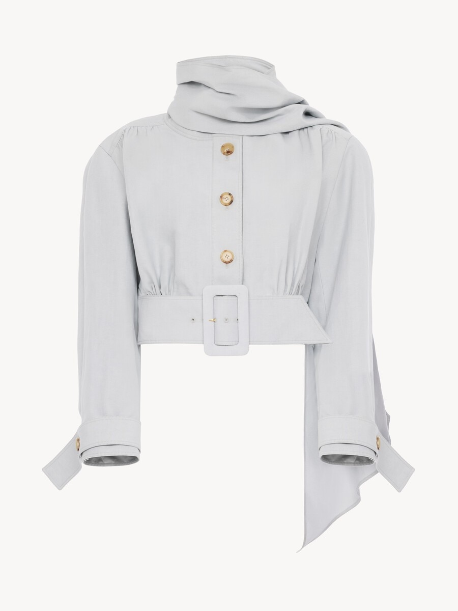 Cropped scarf jacket in a linen-cotton mix - 2