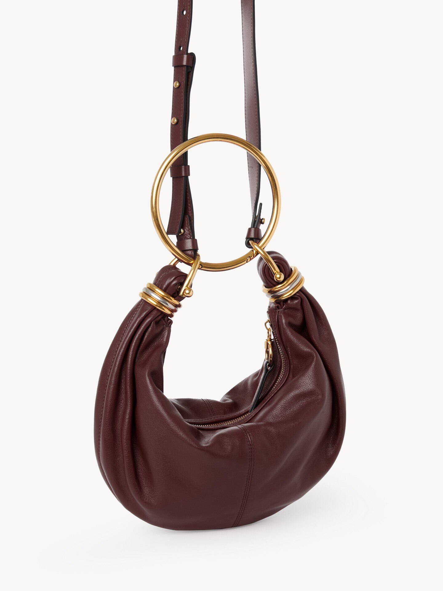 Small Bracelet Hobo bag in grained leather - 3