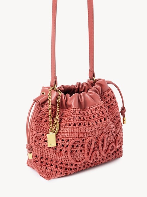 Mini sac &agrave; coulisse port&eacute; &eacute;paule Summer Banana en raphia