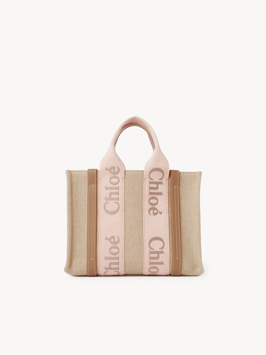 Small Woody tote bag in linen - 1