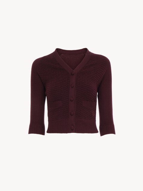 Fitted V-neck cardigan in a wool knit
