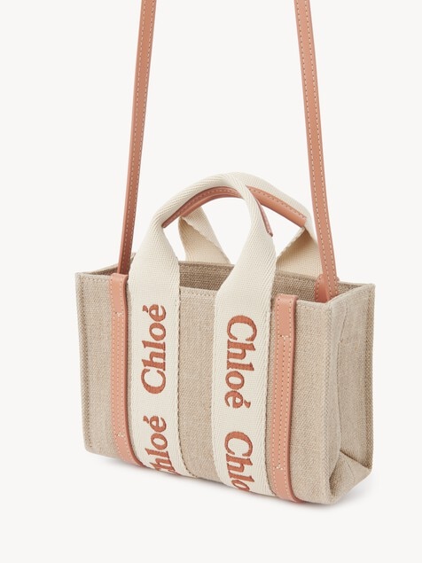 Tote bag mini Woody in lino e pelle