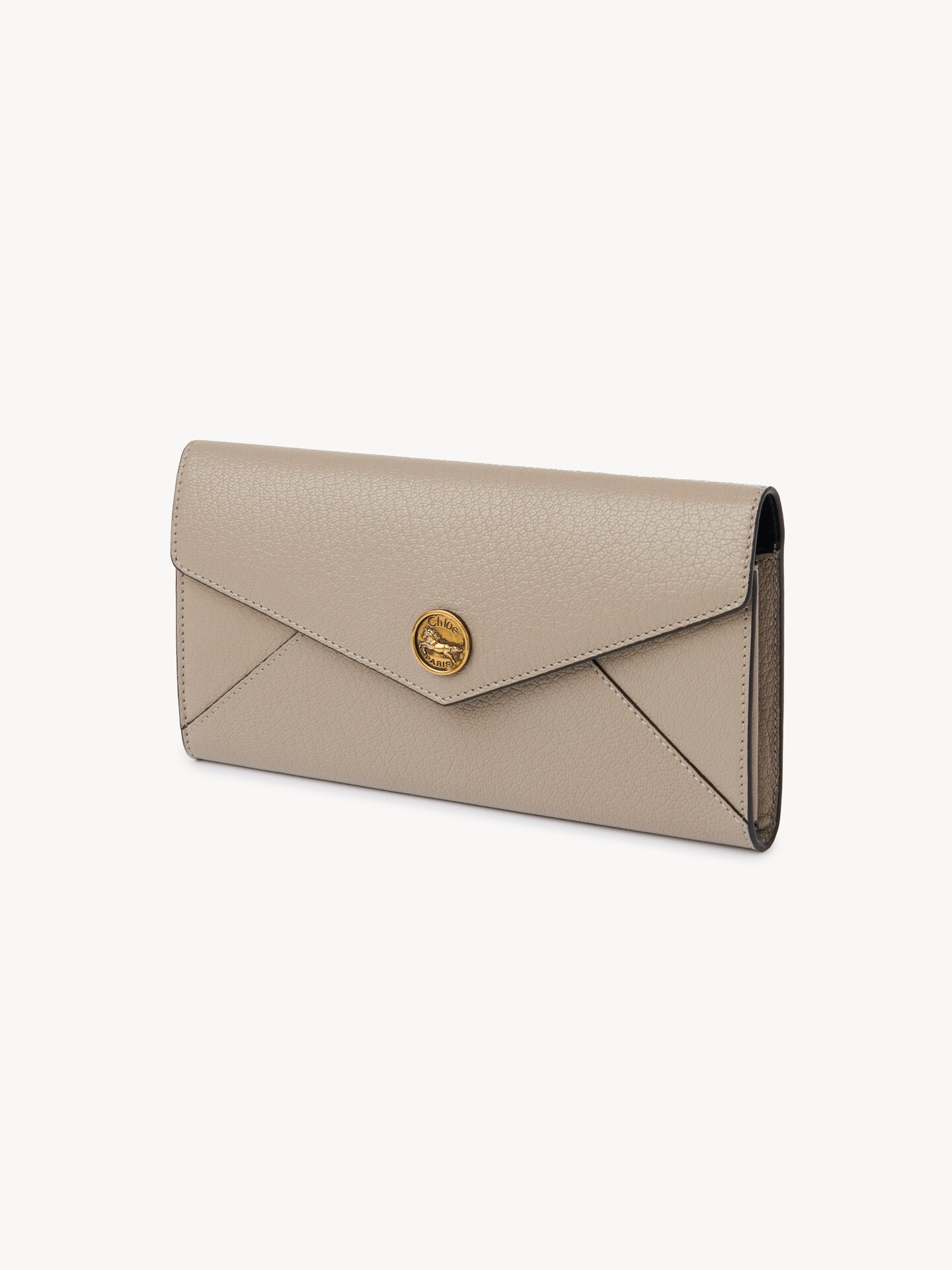 Envelope long wallet with flap in grained leather - 2.0