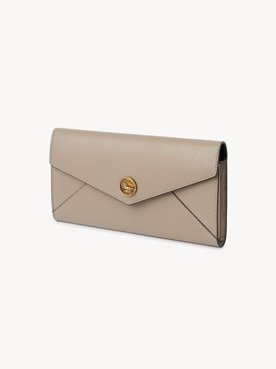Envelope long wallet with flap in grained leather - 2