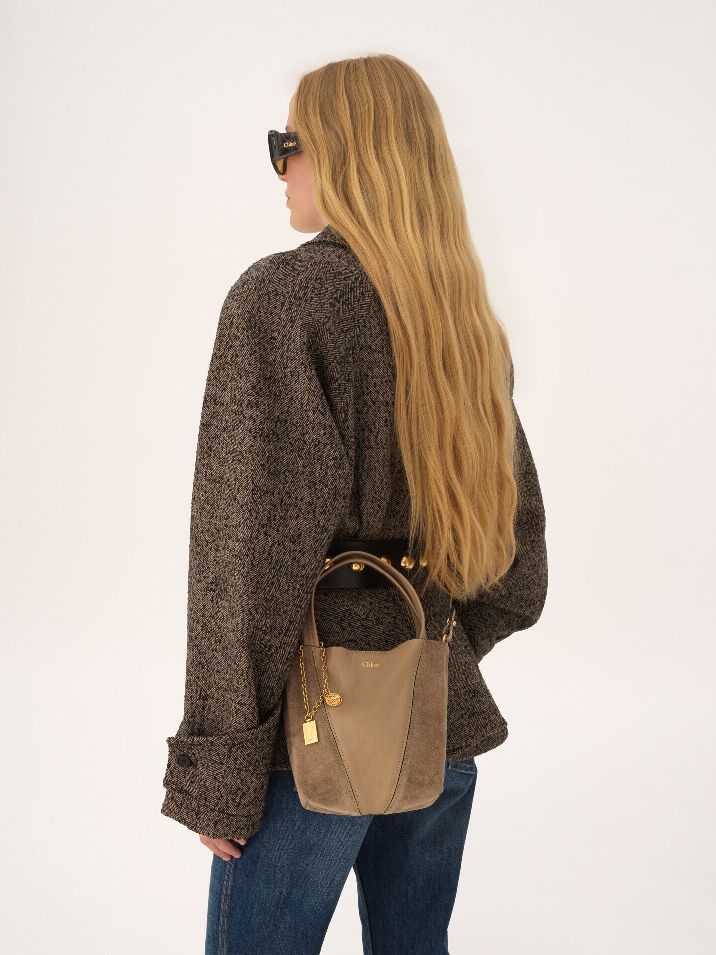 Small Chlo&eacute; Spin tote bag in grained and suede leather - 8.0