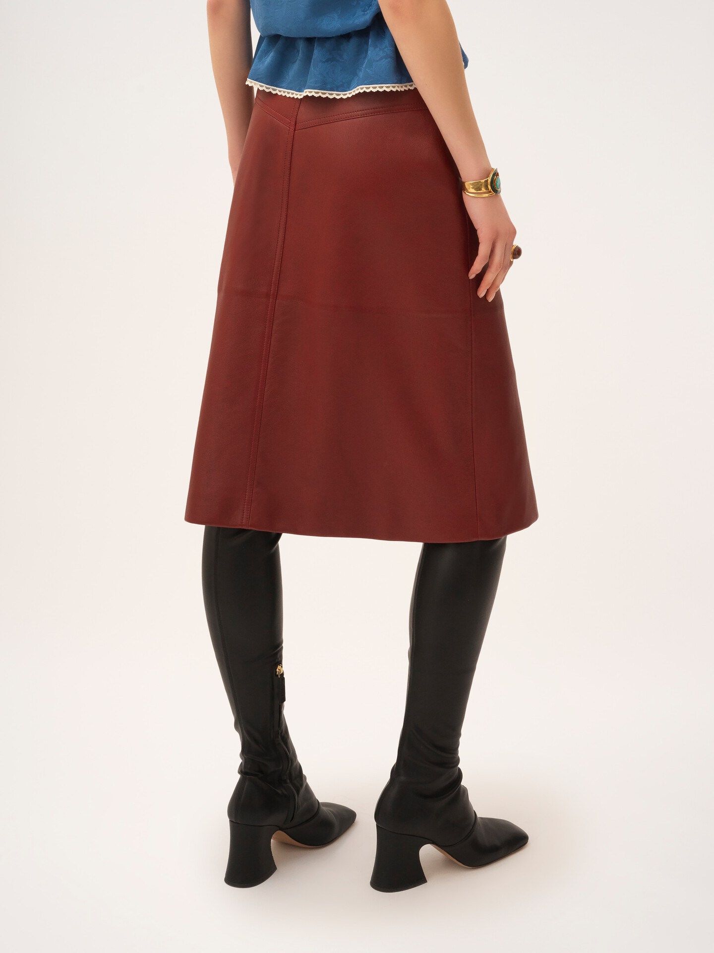 Jupe mi-longue en cuir - 5