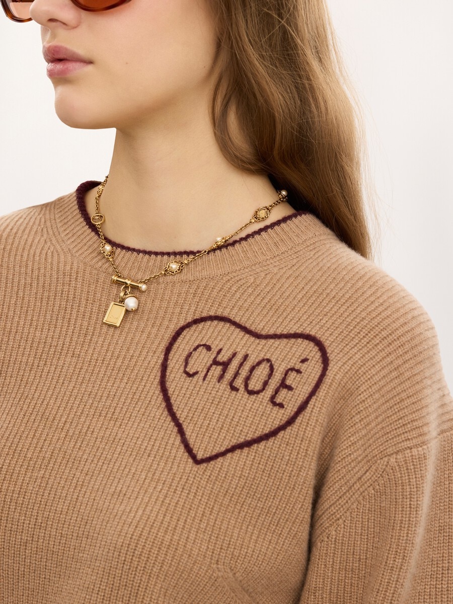 Cropped fitted logo sweater in a wool & cashmere knit - 7