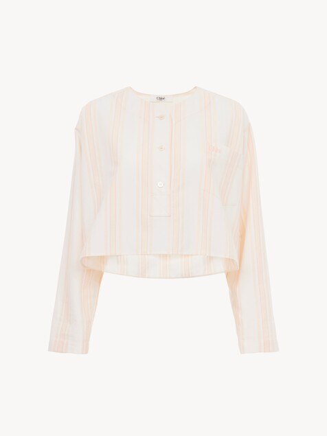 Langärmeliges Cropped-Top aus Baumwolle