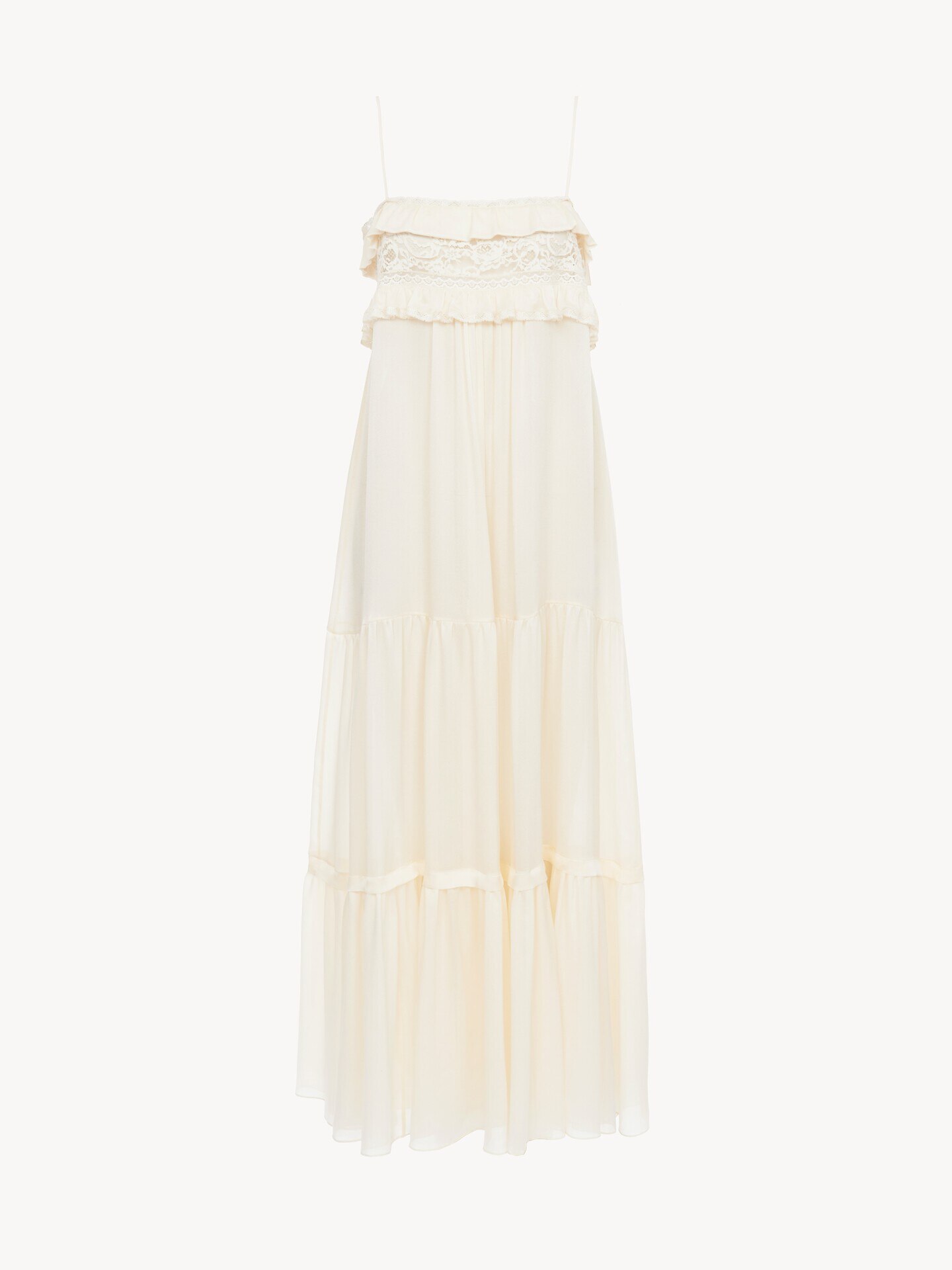 Sleeveless long dress in silk charmeuse - 2