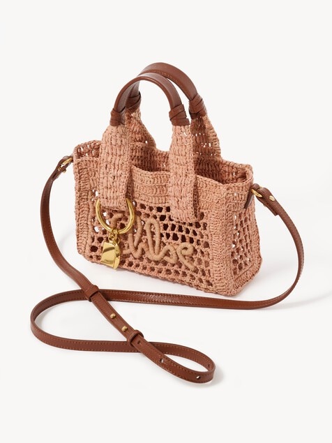 Mini Summer Banana east-west tote bag in raffia