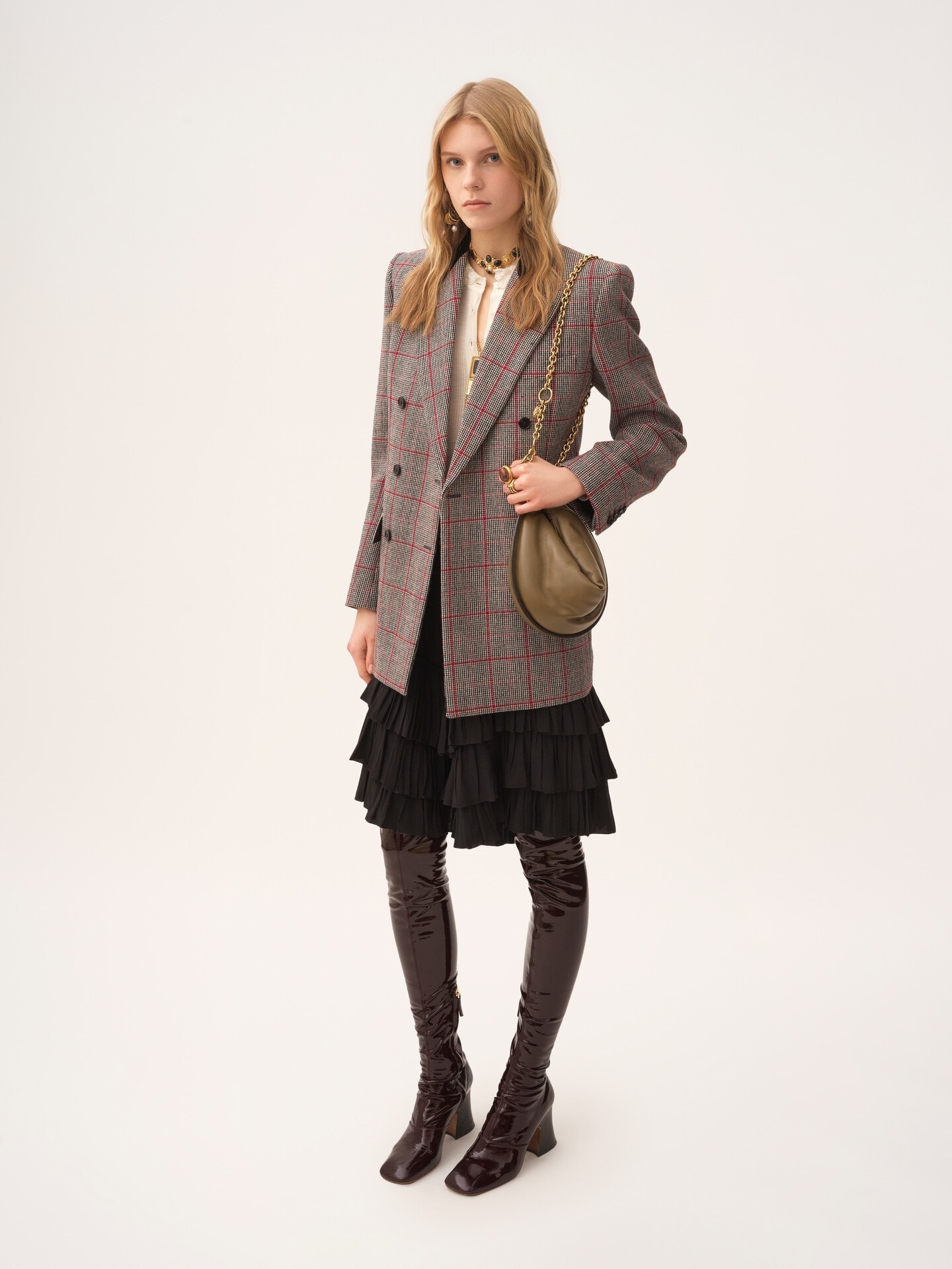 Double-breasted tailored jacket in wool check - 3