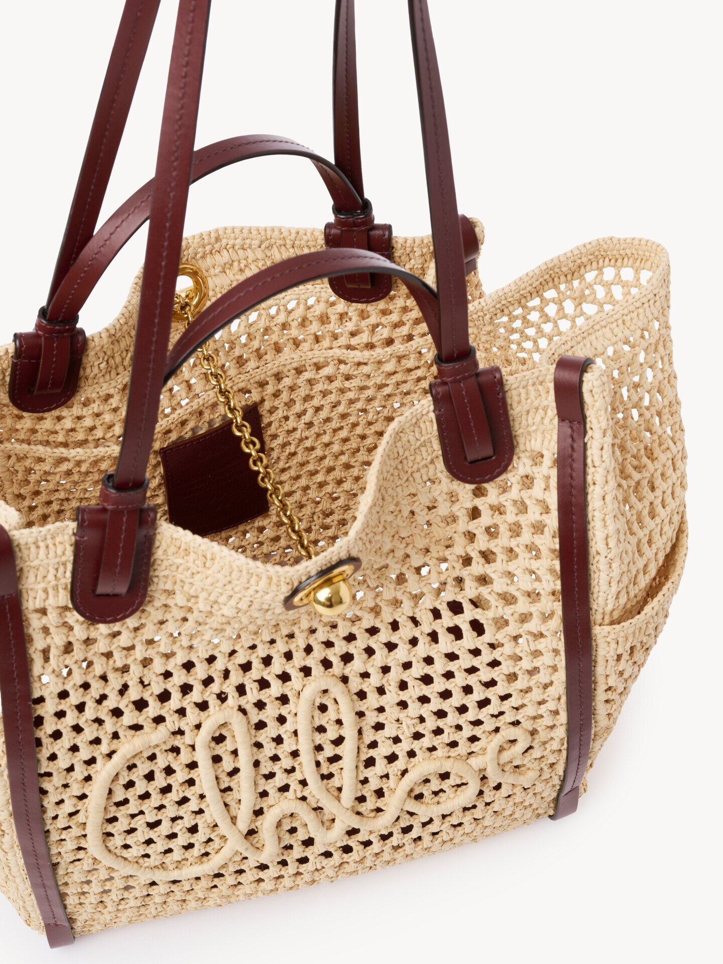 Chlo&eacute; Iconic double carry bag in raffia - 8