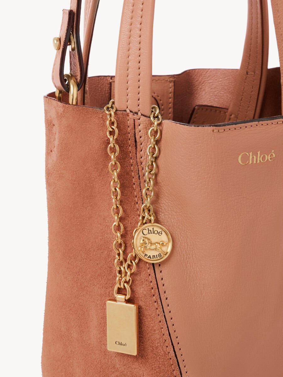 Petit sac cabas Chlo&eacute; Spin en cuir grain&eacute; et cuir velours - 6