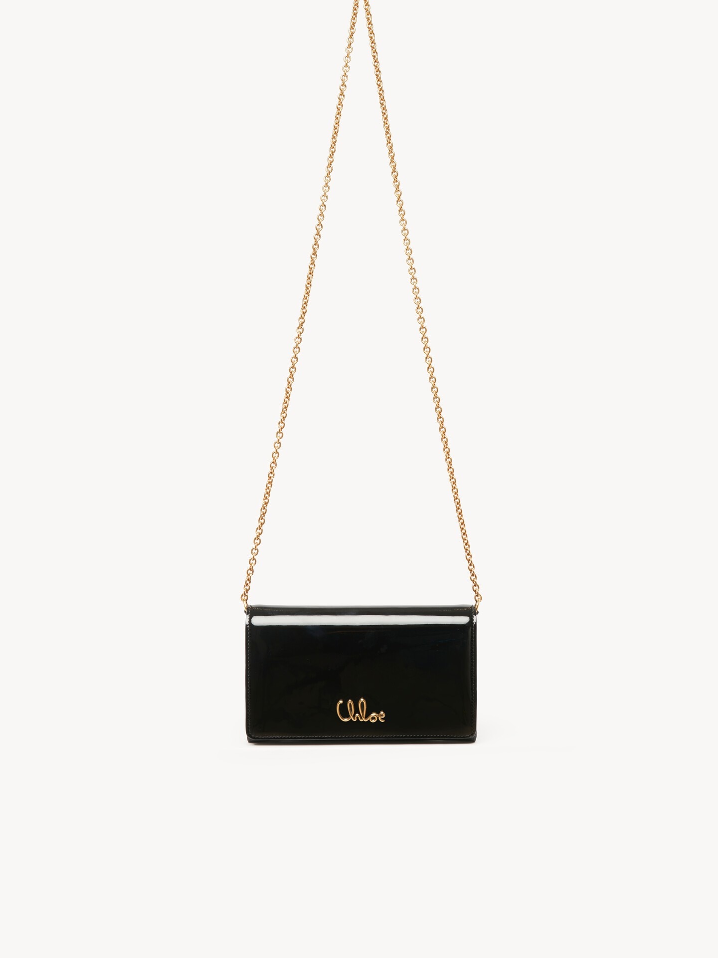Chlo&eacute; Iconic flap wallet on chain in patent leather - 1