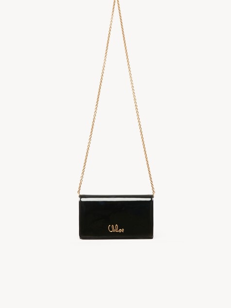 Chlo&eacute; Iconic flap wallet on chain in patent leather