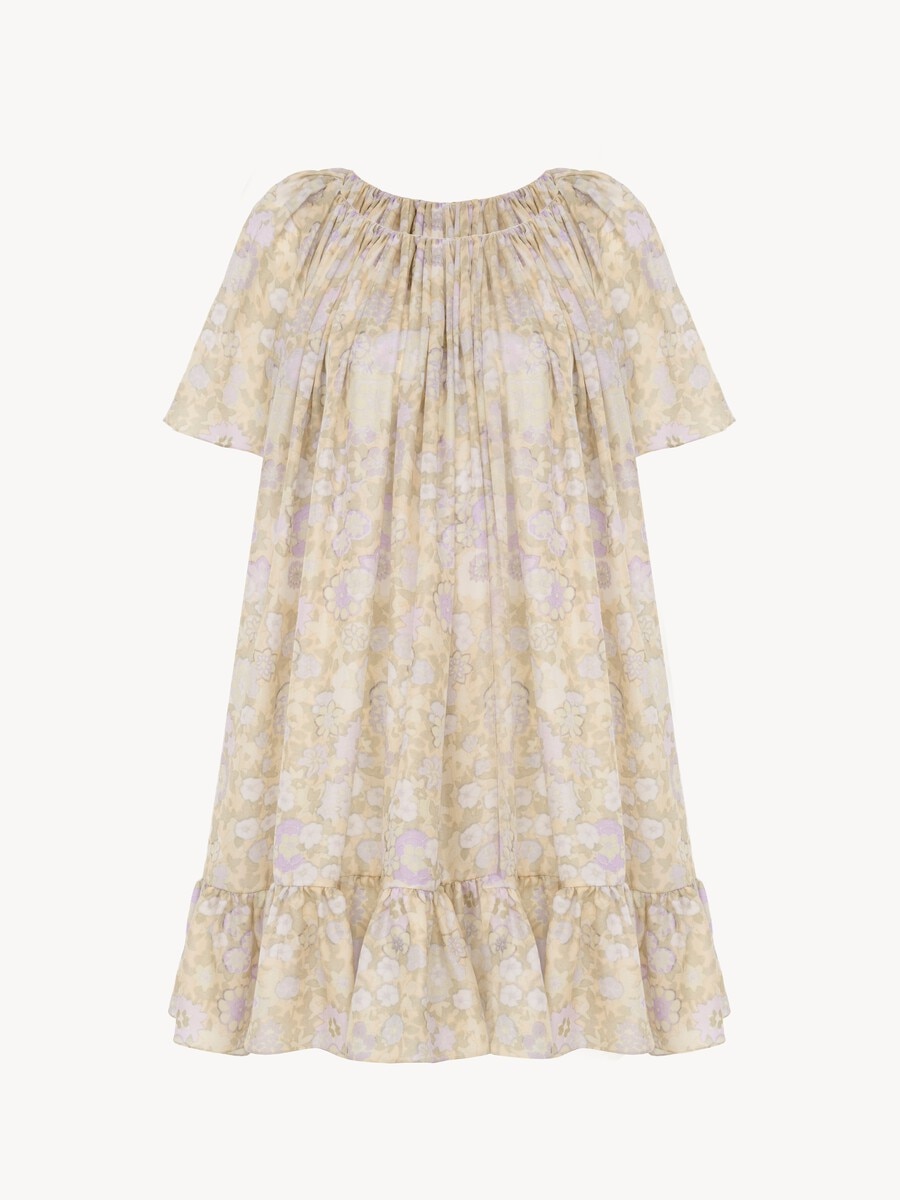 Vestido corto plisado de charmeuse de seda - 2