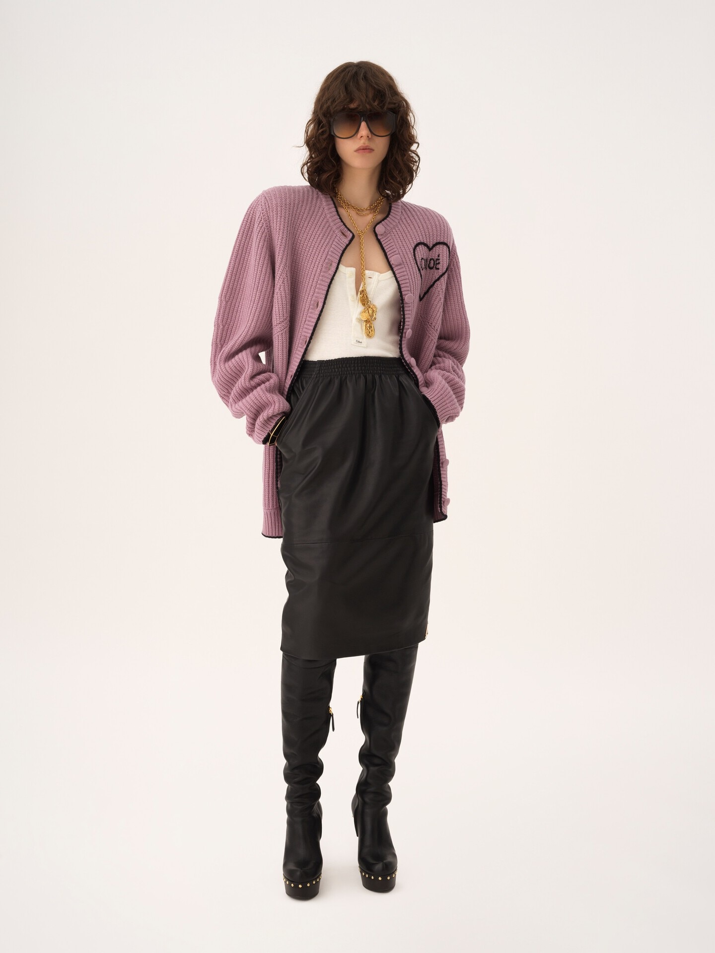 Generous logo cardigan in a wool & cashmere knit - 3