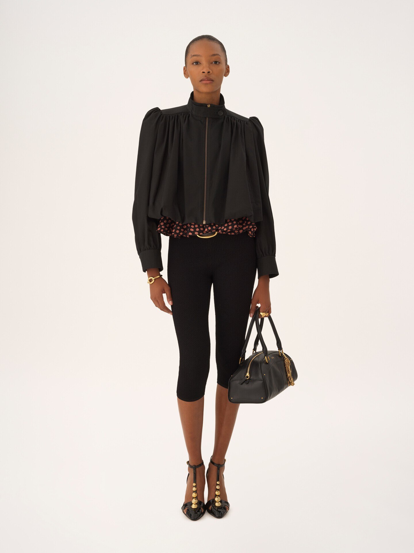 Gathered boule jacket in cotton canvas - 3
