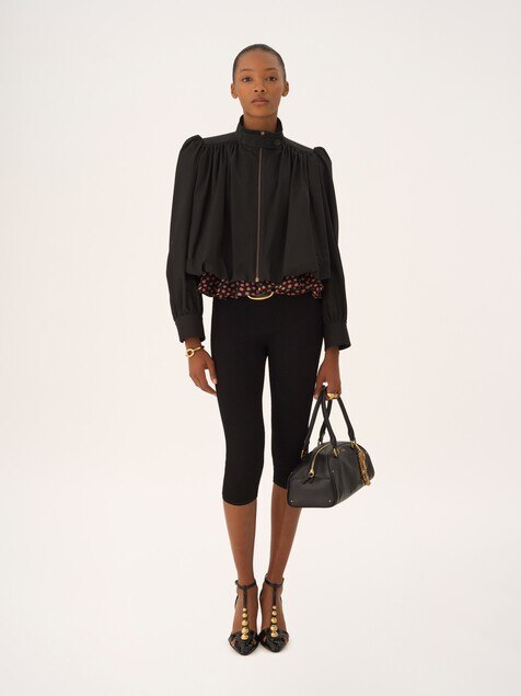 Gathered boule jacket in cotton canvas