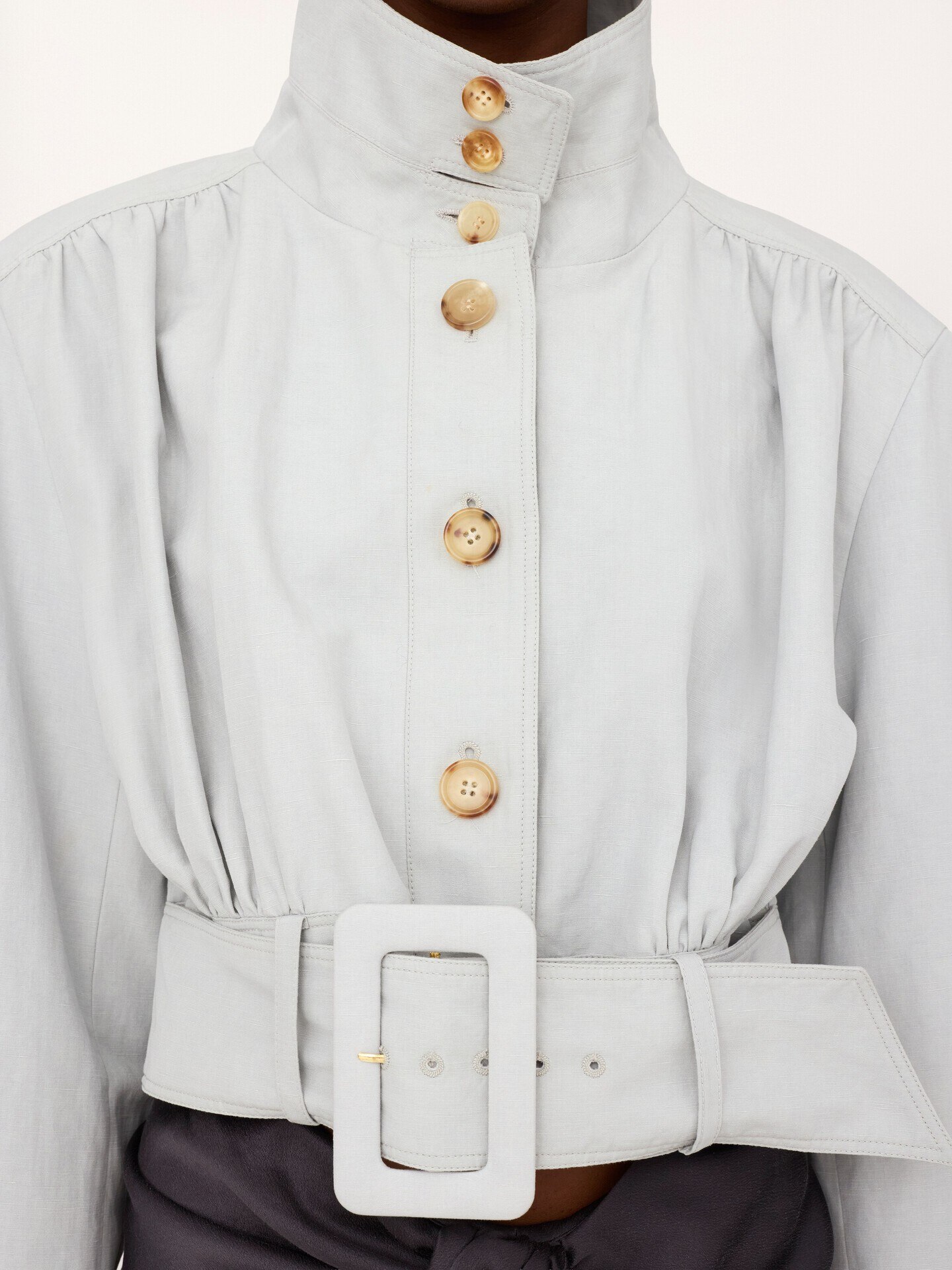 Cropped scarf jacket in a linen-cotton mix - 3.0