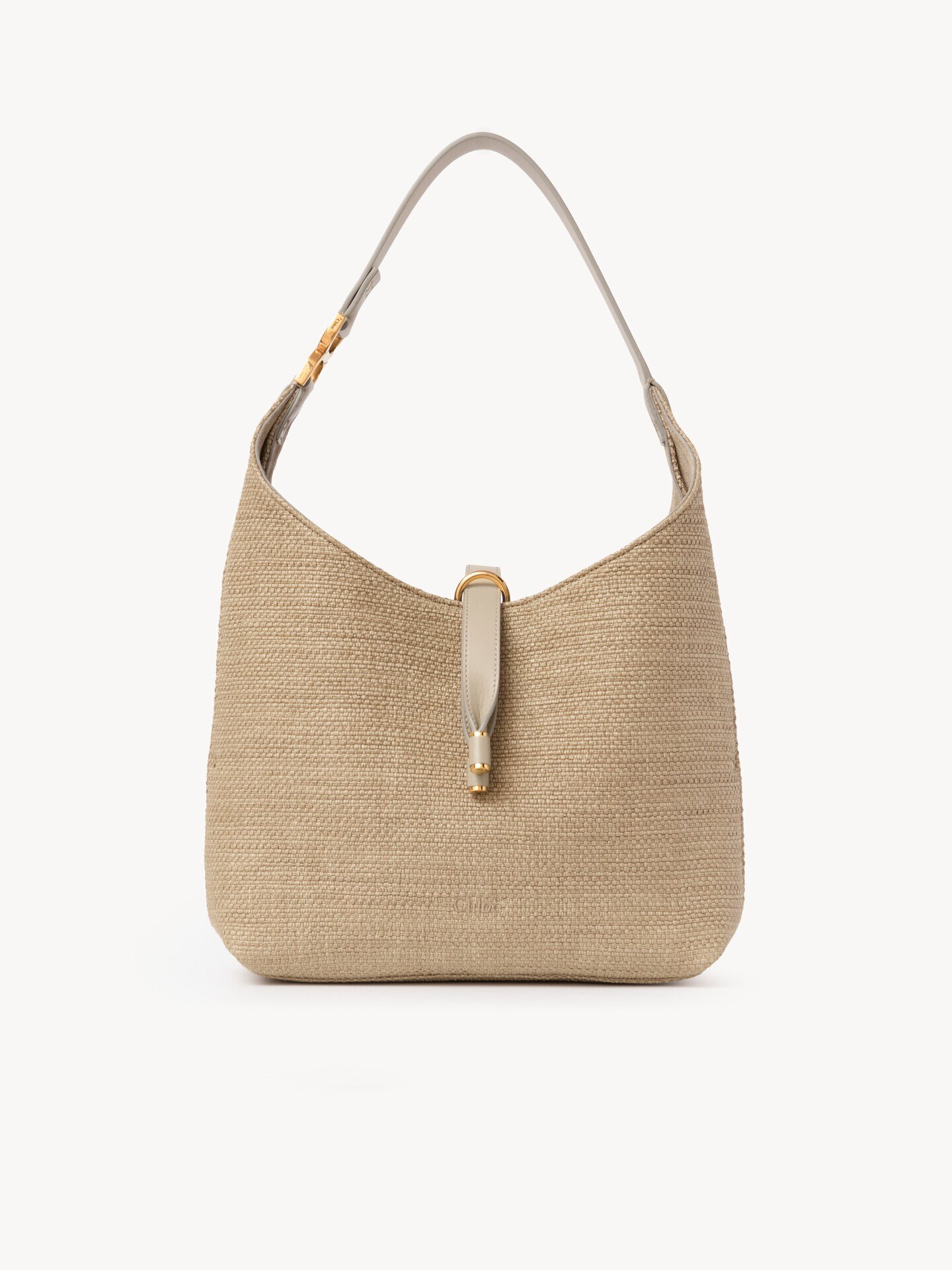 Small Marcie hobo bag in raffia-effect fibers Smoky Beige Chloé