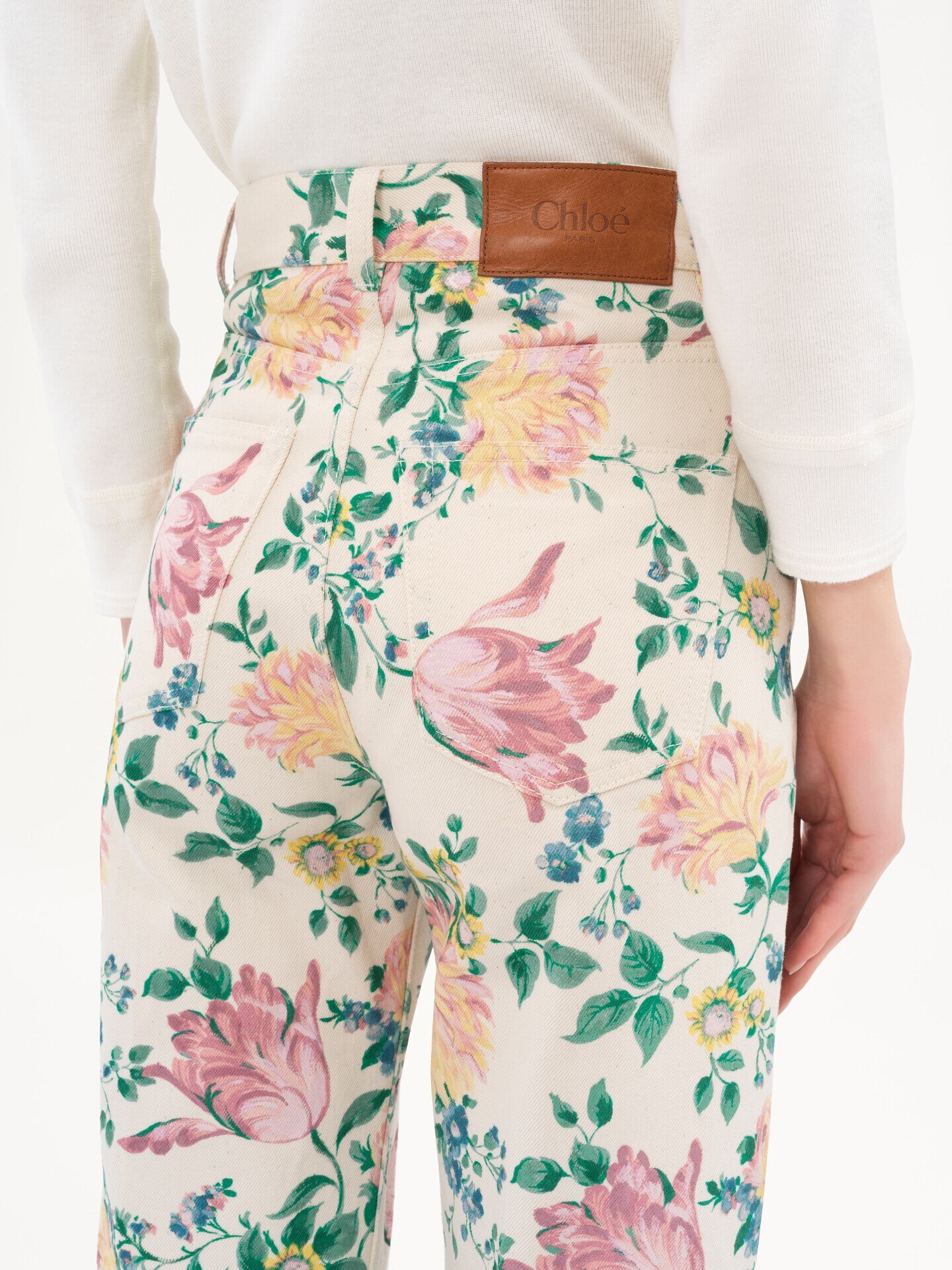 Jean taille haute &eacute;vas&eacute; en denim - 8