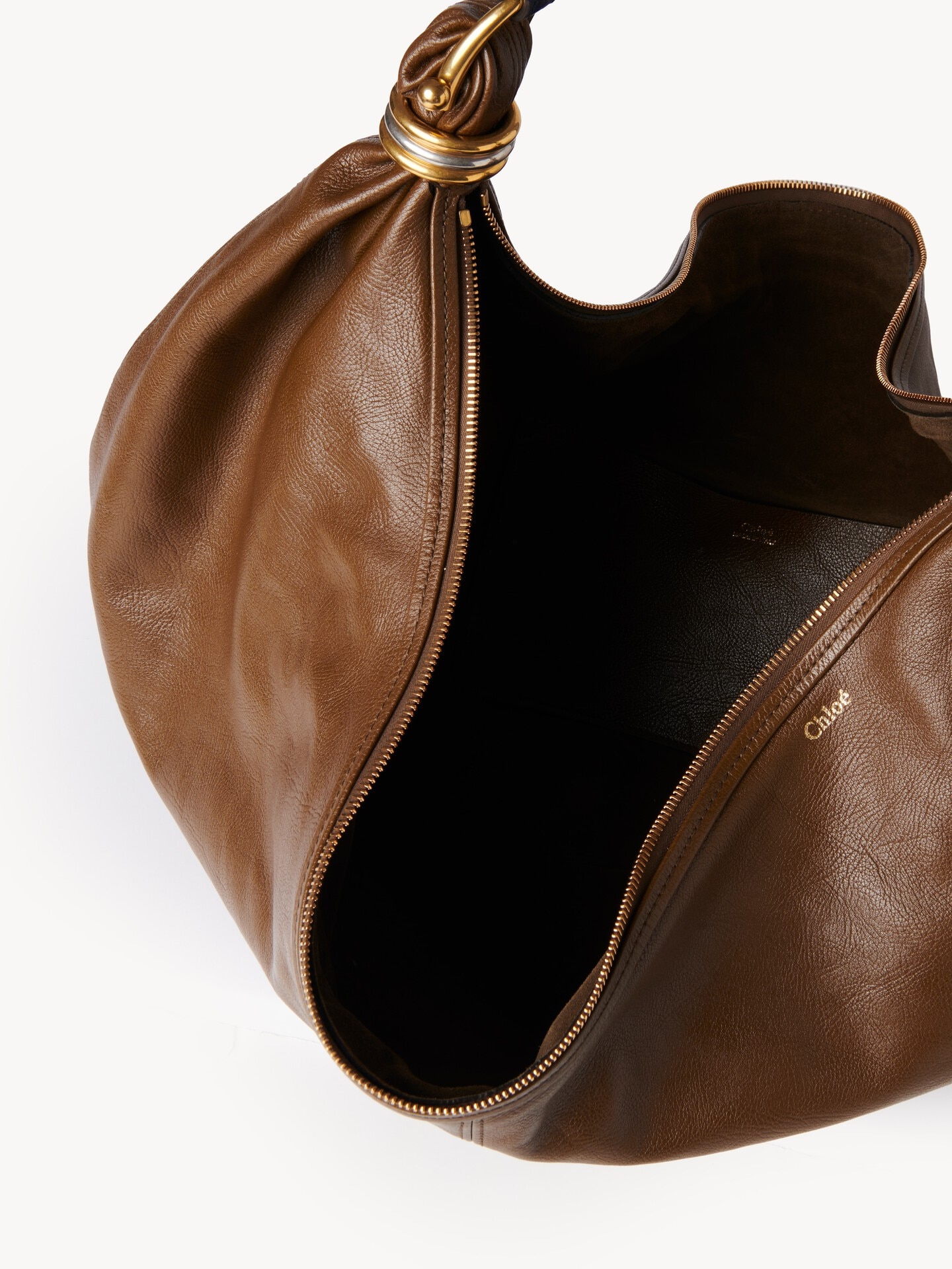 Large Bracelet Hobo bag in grained leather - 7