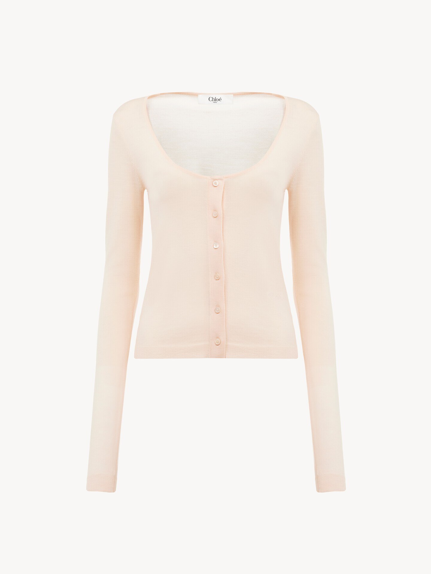 C&aacute;rdigan ajustado con cuello redondo de punto de lana superfina - 1