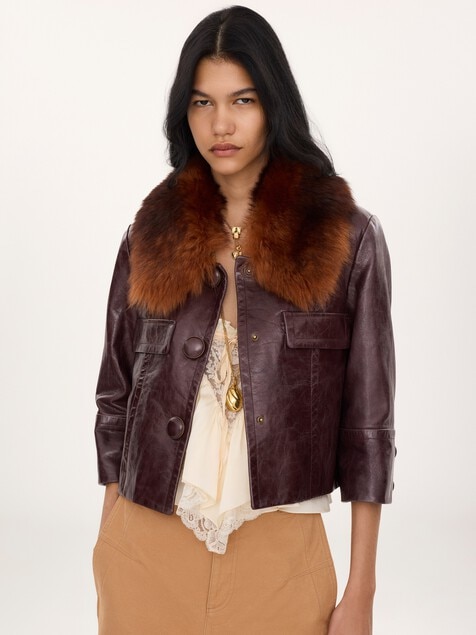 Chaqueta cropped de cuero
