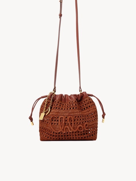 Mini sac &agrave; coulisse port&eacute; &eacute;paule Summer Banana en raphia
