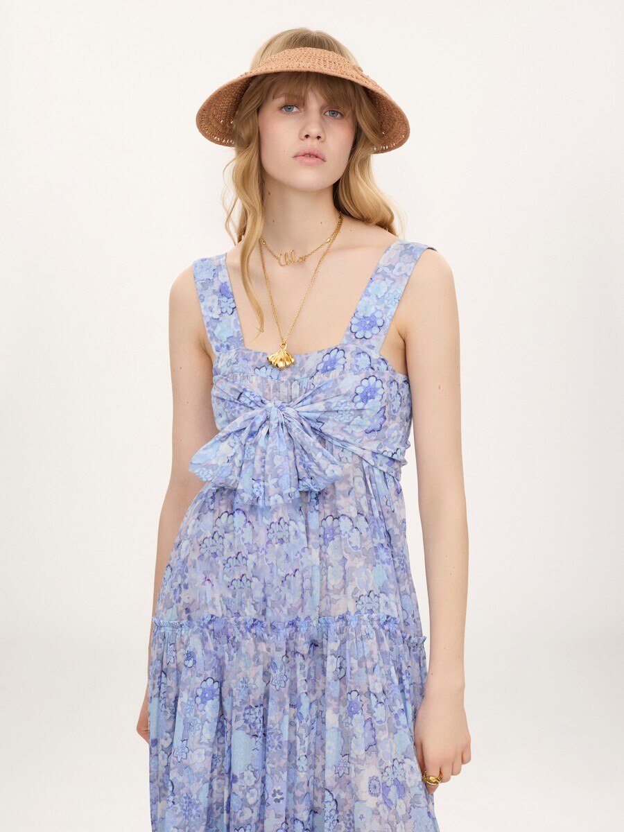 Tiered long dress in cotton voile - 4