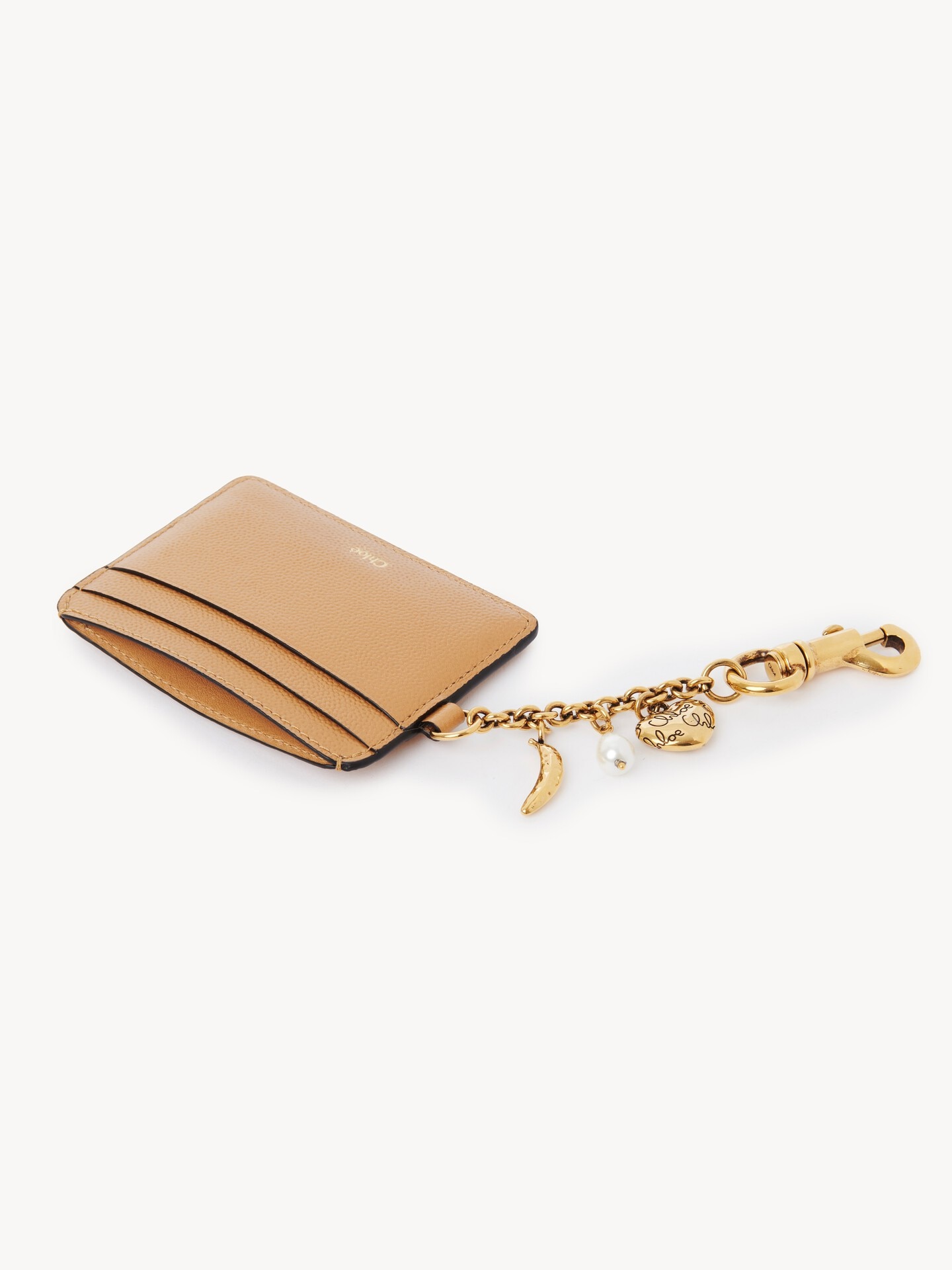 Chlo&eacute; Charms card holder in grained leather - 5