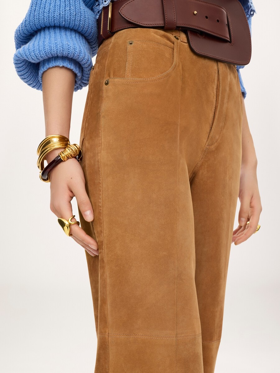 Straight pants in suede leather - 6