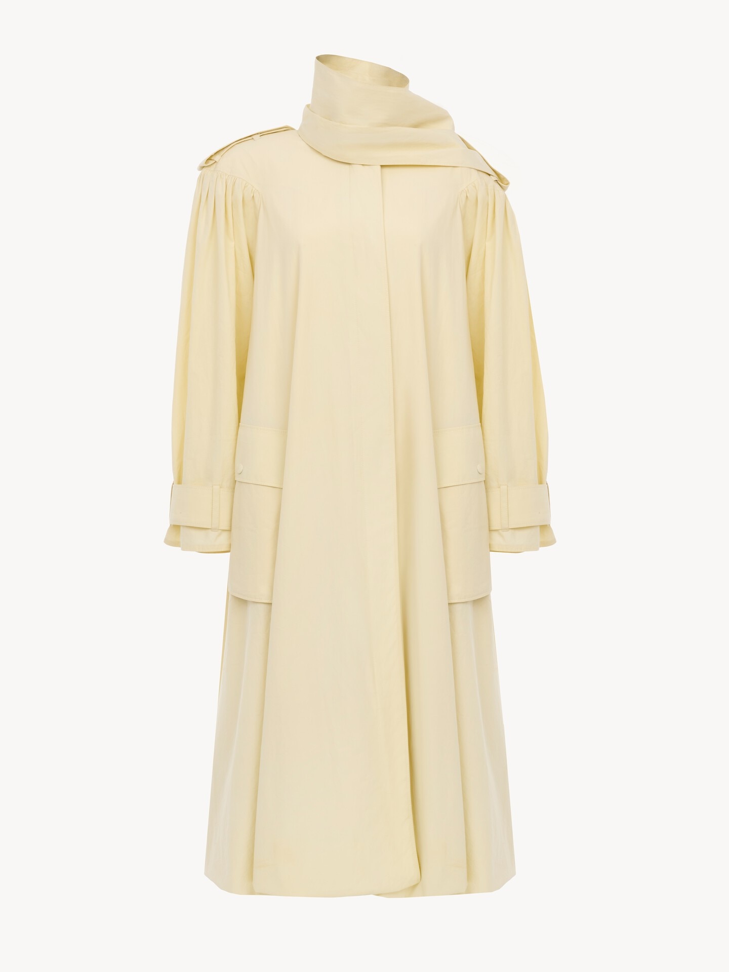 High-neck scarf trench coat in cotton poplin - 2