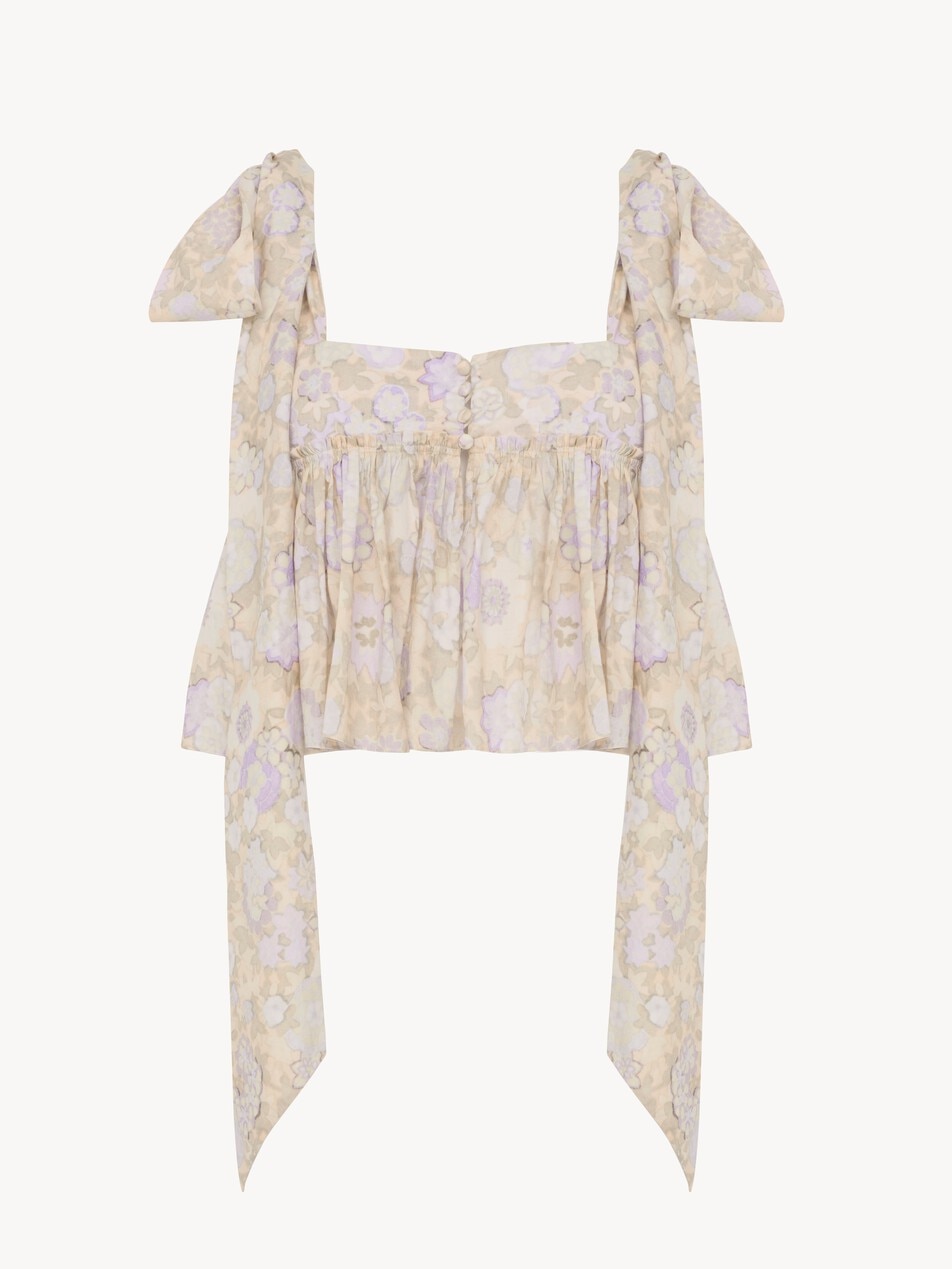Knotted-strap cropped top in soft cotton - Packshot